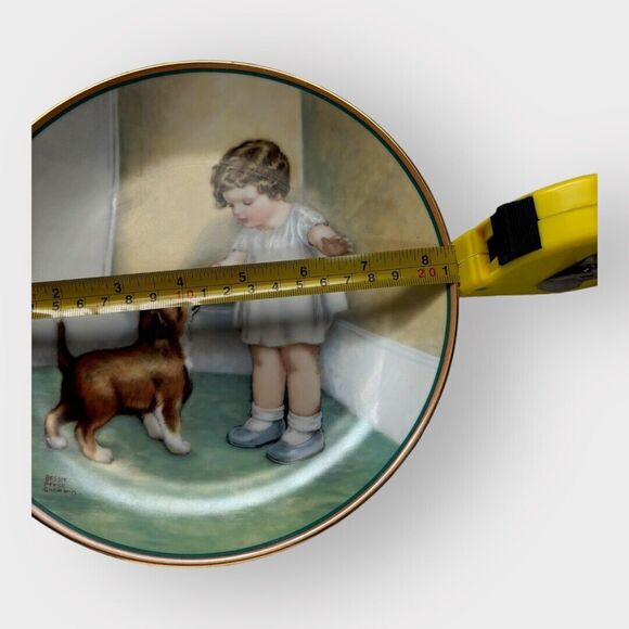 Bessie Pease Gutman Decorative Plate The Reward Vintage 1985 Child Puppy 8" - Picture 9 of 10